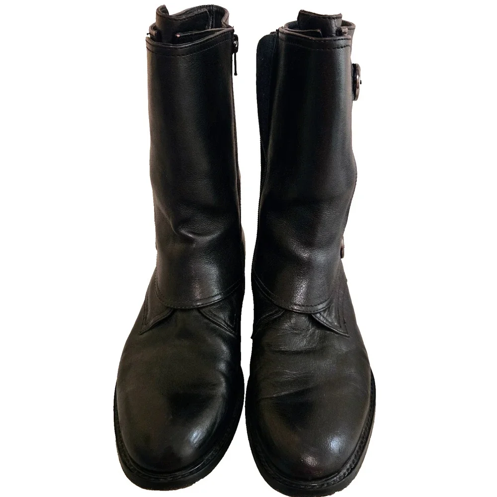 Vintage Johnston & Murphy black leather moto boots Model #78-51101 size 9